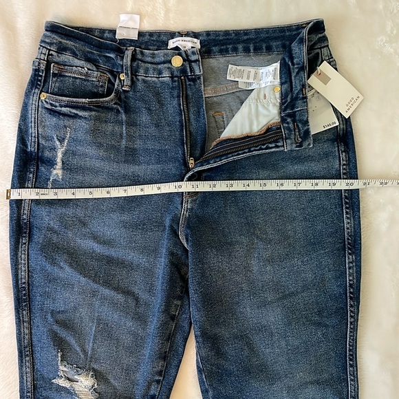 Good American Good Curve Straight Ripped Jeans - Picture 1 of 8